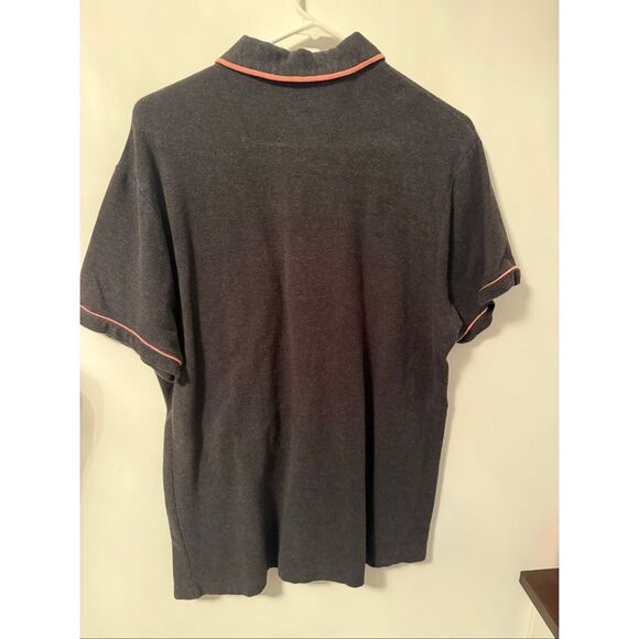 Penguin Polo Shirt Mens Size Large pink trim Cotton grey short sleeve classic fi - Picture 2 of 5
